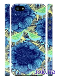 Чехол с синими цветами для iPhone 5/5S
