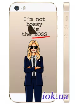 Прозрачный силиконовый чехол на iPhone 5/5S - I'm the Boss
