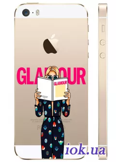 Прозрачный силиконовый чехол на iPhone 5/5S - Glamour