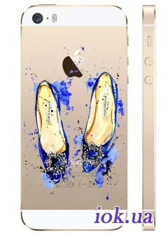 Прозрачный силиконовый чехол на iPhone 5/5S - Туфельки