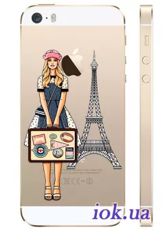 Прозрачный силиконовый чехол на iPhone 5/5S - Поездка в Париж
