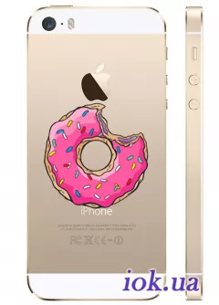 Прозрачный силиконовый чехол на iPhone 5/5S - Пончик