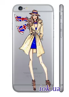 Прозрачный чехол для iPhone 6/6S Plus - Девушка в пальто