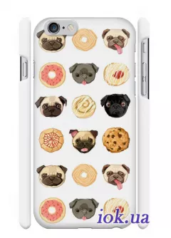 Чехол с пончиками и мопсами для iPhone 6/6S