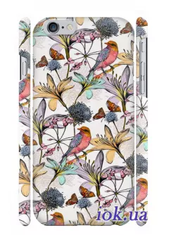 Чехол с цветами и птицами для iPhone 6/6S