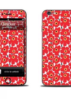 Наклейка на iPhone 6 - Marimekko красные цветы
