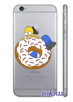 Прозрачный чехол для iPhone 6/6S - Гомер и пончик