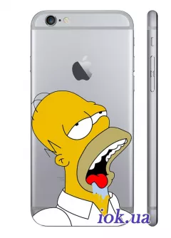 Прозрачный чехол для iPhone 6/6S - Спящий Гомер Симпсон