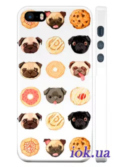 Чехол для iPhone SE - Пончики и Мопсы