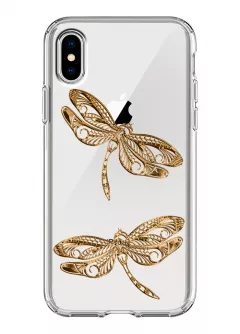 Чехол для iPhone XS -  Золотые бабочки