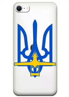 Чехол для iPhone SE 2020 с актуальным дизайном - Байрактар + Герб Украины