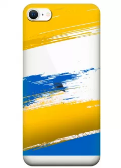 Чехол на iPhone SE 2020 из прозрачного силикона с украинскими мазками краски