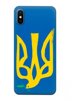 Чехол на iPhone X с сильным и добрым гербом Украины в виде ласточки