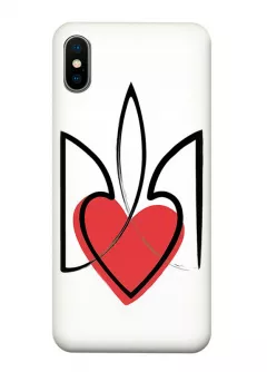 Чехол на iPhone XS с сердцем и гербом Украины
