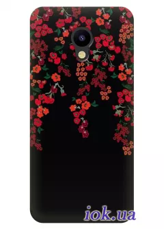 Чехол для Meizu M5 - Красные цветочки