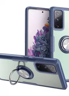 TPU+PC чехол Deen CrystalRing for Magnet (opp) для Samsung Galaxy Note 20, Бесцветный / Темно-синий
