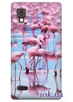 Чехол для LG Optimus L9 - Розовый фламинго 