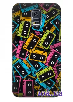 Чехол для Galaxy S5 Plus - Разноцветные касеты