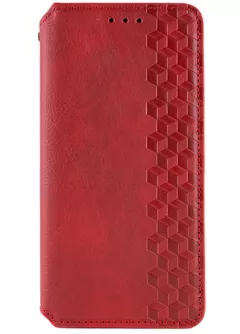 Кожаный чехол-книжка GETMAN Cubic (PU) для Apple iPhone 14 , Красный