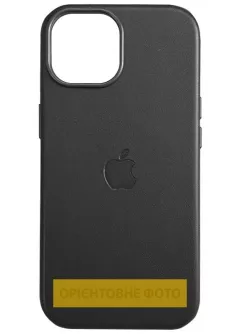 Кожаный чехол Leather Case (AAA) with MagSafe and Animation для Apple iPhone 16 Plus (6.7"), Black
