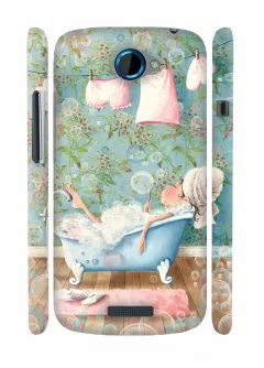 Чехол для HTC One S - Леди в ванной