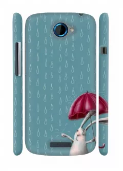 Чехол для HTC One S - Заяц под дождем 