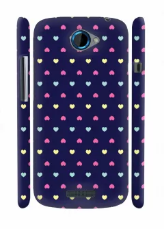 Чехол для HTC One S - Цветные сердечки