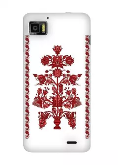 Купить красивый чехол для Lenovo K860 в виде украинской вышиванки - Red flowers