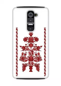 Чехол для LG G2 в виде украинской вышиванки - Red flowers