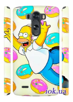 Чехол для LG G3 - Гомер Симпсонс и пончики