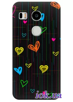 Чехол для LG Nexus 5X - Сердца
