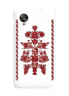 Купить красивый чехол для LG Nexus 5 в виде украинской вышиванки - Red flowers