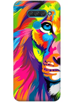 Чехол для LG Q60 - Красочный лев