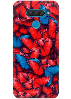 Чехол для LG Q60 - Красные бабочки