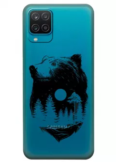 Прозрачный силиконовый бампер на Samsung M12 - Медведь