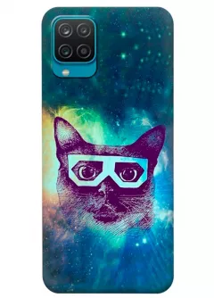Прикольный чехол на Samsung M12 - Космический кот в очках