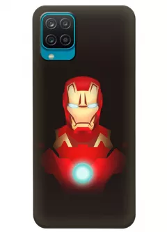 Бампер для Samsung M12 из силикона - Железный человек Комикс Марвел Marvel Comics Iron Man Тони Старк крупным планом вектор-арт коричневый чехол