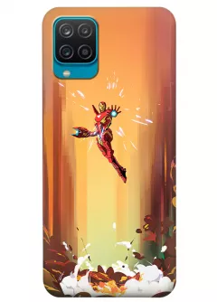 Бампер для Samsung M12 из силикона - Железный человек Комикс Марвел Marvel Comics Iron Man Тони Старк и его атака при взлете