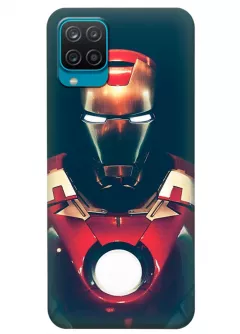 Бампер для Samsung M12 из силикона - Железный человек Комикс Марвел Marvel Comics Iron Man Тони Старк в тени крупным планом