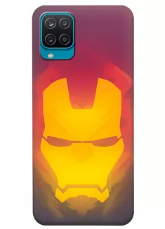 Бампер для Samsung M12 из силикона - Железный человек Комикс Марвел Marvel Comics Iron Man энергетический вид шлема Тони Старка