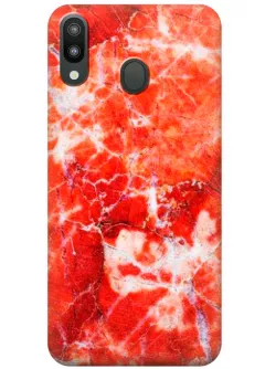 Чехол для Galaxy M20 - Красный мрамор