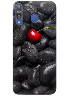 Чехол для Galaxy M30 - Вишня на камнях