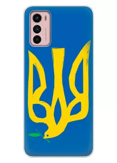 Чехол на Motorola G42 с сильным и добрым гербом Украины в виде ласточки