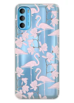 Чехол для Motorola G71 с клевыми розовыми фламинго