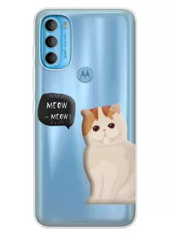 Motorola G71 чехол из прозрачного силикона с котиком
