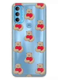 Чехол для Motorola G71 с принтом - Влюбленные медведи