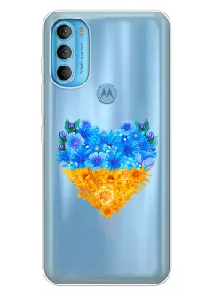 Патриотический чехол Motorola G71 с рисунком сердца из цветов Украины