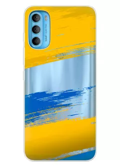 Чехол на Motorola G71 из прозрачного силикона с украинскими мазками краски