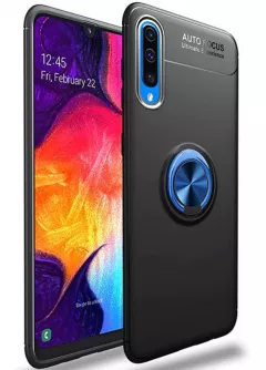 TPU чехол Deen ColorRing под магнитный держатель (opp) для Samsung Galaxy A50 (A505F) / A50s / A30s, Черный / Синий