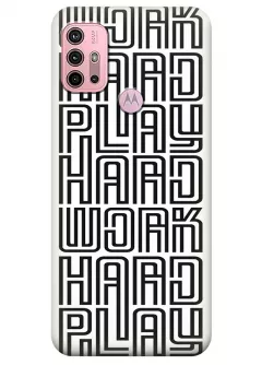 Motorola G10 силиконовый чехол с картинкой - Hard work/play
